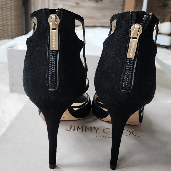 NWT Jimmy Choo Ren85 Suede Cut-out Heeled Sandals - Picture 14 of 14